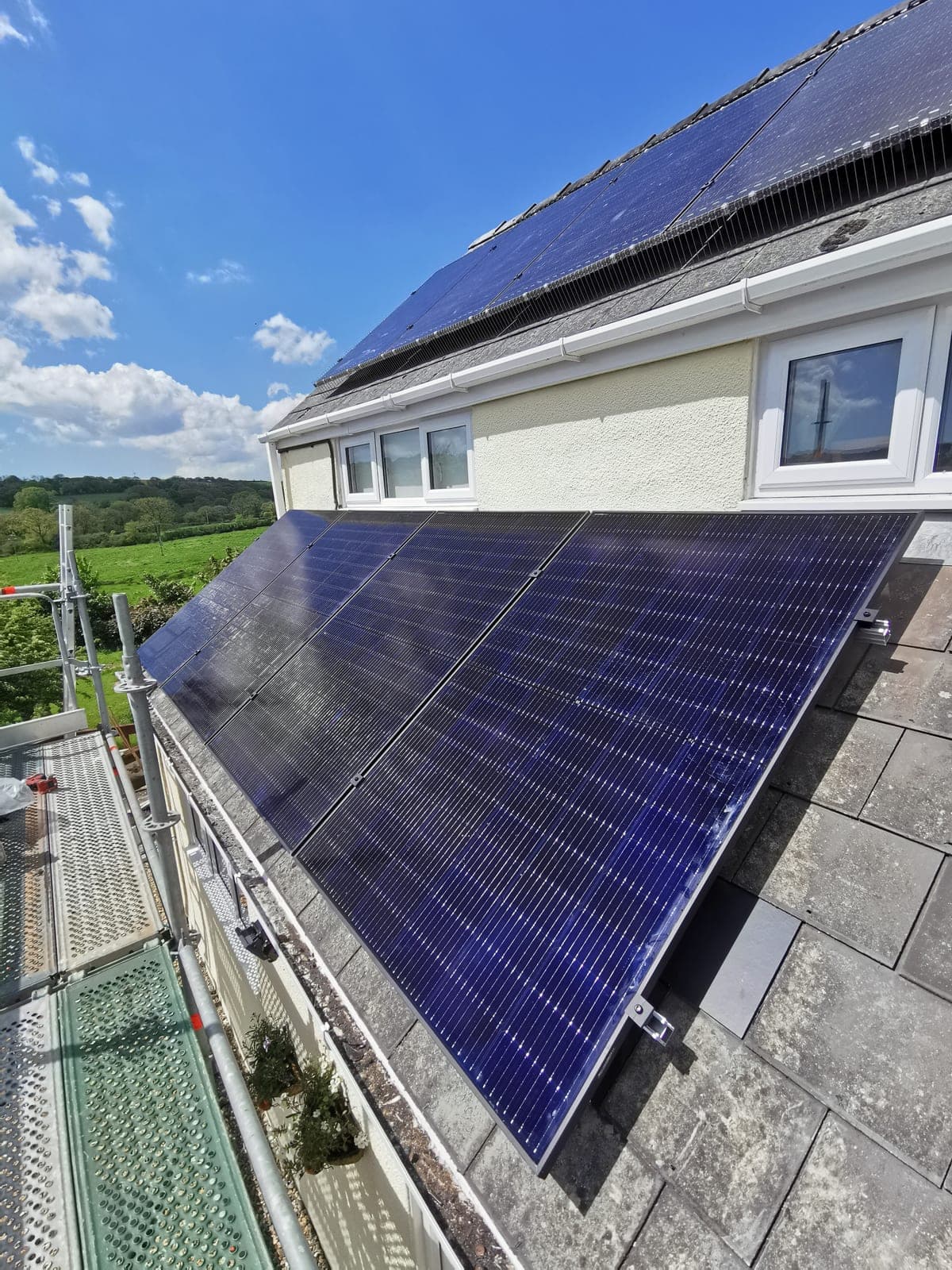Solar panels fitted to a rural West Midlands cottage by Djuka Electrics